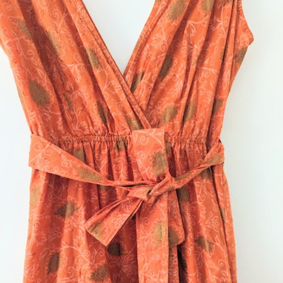 Backwoods 100% Cotton V-Neck Sleevless Tie Waist Cotton Sun Dress - Picture 4 of 15